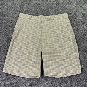 Walter Hagen Shorts Mens 36 Beige Plaid Chino Golf Microfiber Stretch Pockets